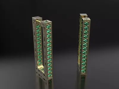 Diamond earrings 3D print model 3