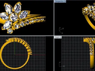flower stone ring 3dm file 3D print model