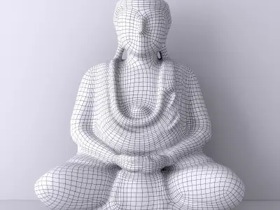 Antique Green and Gold Sitting Buddha 3D model
