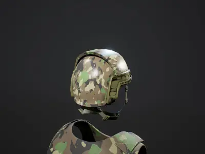 ATX Ops Helmet Low-poly model - UE4 Camo System - VR Low-poly 3D model