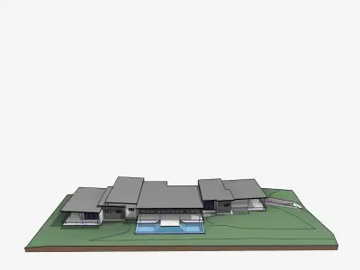 Green Residential Villa Revit Model Low-poly 3D model