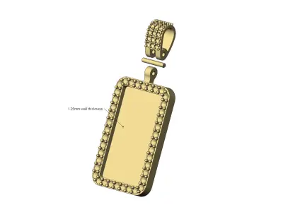 Diamond bail rectangular memory pendant 3D print model