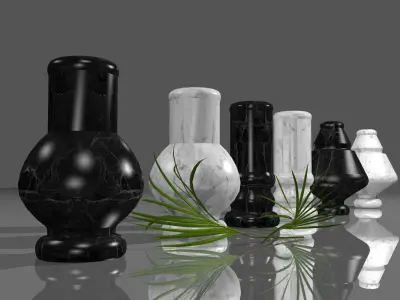 White and Black Marble Vase Decoration Low-poly 3D model