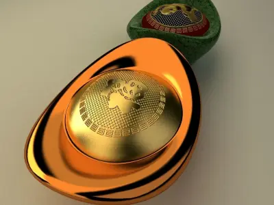 Chinese Gold Ingot  3D model 6