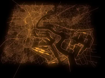 Streets Railroad and car roads Antwerpen Belgium 3D model