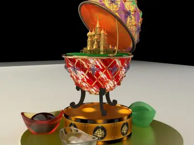Chinese Gold Ingot with Russia Faberge egg    3D model