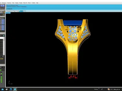 Luxury Emerald Cut Diamond Ring for Women 4824 3D print model