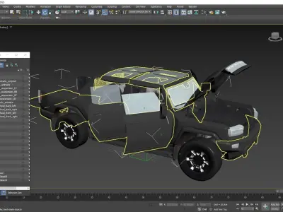 Rigged Pickup Truck with Interior Low-poly 3D model