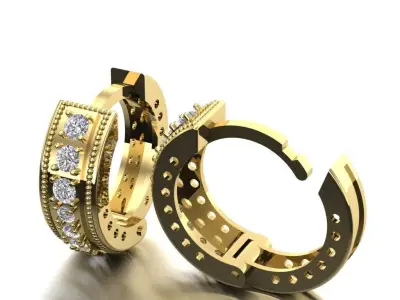 Earings with gems 3D print model 3D print model