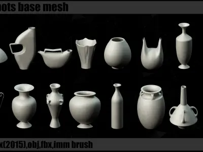 120 Pots Base Mesh   Clean UV    IMM Brush 3D model