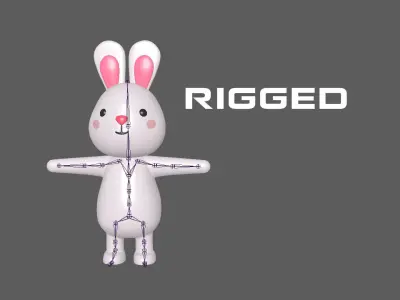 High-Quality 3D Bunny Animated Cartoon  Low-poly 3D model