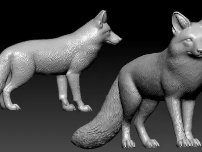 Red fox model - Arctic fox statue - decor - 3D print 3D print model