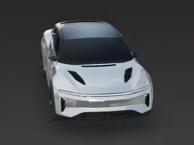 Futuristic White Electric SUV 3D Model Low-poly 3D model