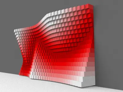 Parametric White and Red Colored Wall Decoration 3D model