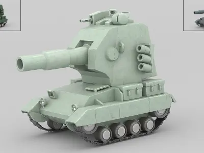 Cartoon tank 2 3D model