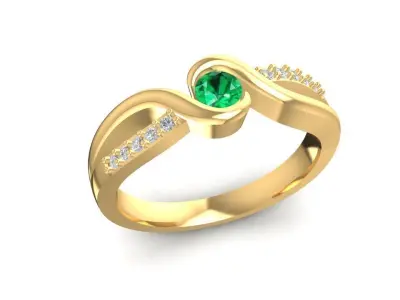Elegant Gemstone Diamond Ring for Women 1594 3D print model