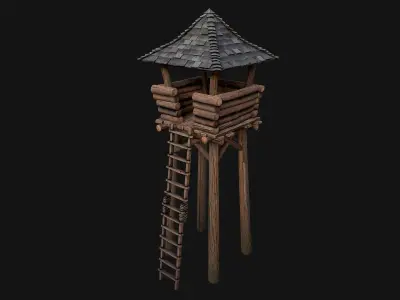 Medieval Lookout Tower Low-poly 3D model
