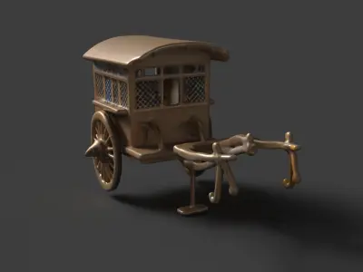 Chinese ancient carriage figure  Low-poly 3D model by aceimagedesign-1