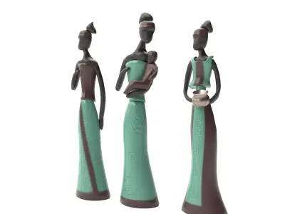 African Figures Sculpture - Blender 3D model