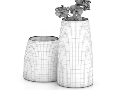 Orchid Flower in Glass Pot 3D model