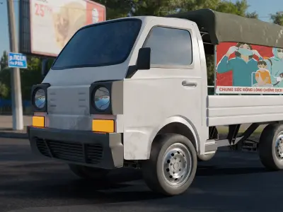 Classic van truck Low-poly 3D model