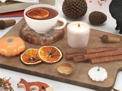 Fall design decoration set 3D model