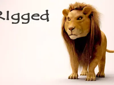 Lion and lioness Low-poly 3D model