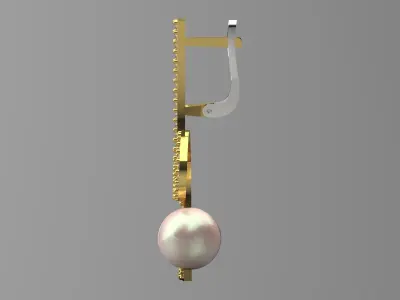 luxury pearl earring pe0019 3D print model