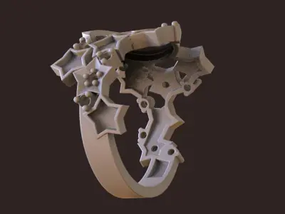 Silent Night Golden Ring with stars and moon 3D print model