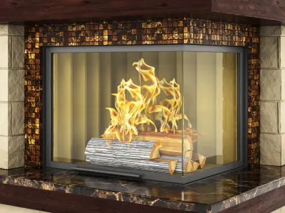 modern marble fireplace 3D model