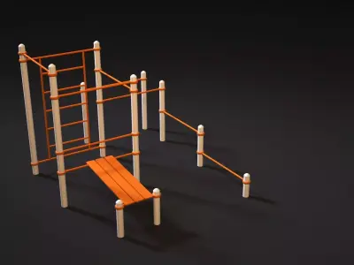Workout 8 orange playground set 3D model