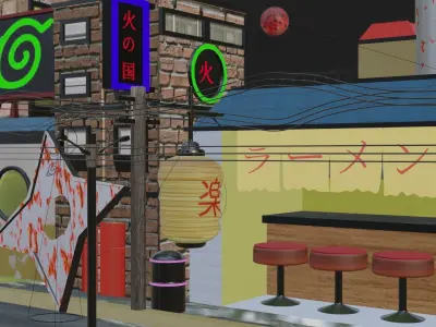 Naruto Ichiraku street  Free 3D model