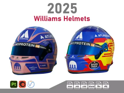 F1 Williams Team Helmets 2025 3D model