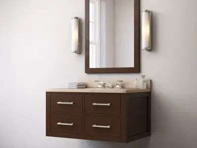 RH Hutton single floating vanity espresso 3D model