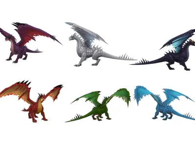 Ultimate Dragon Pack Low-poly 3D model