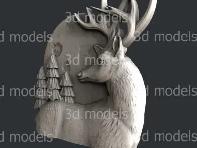3d STL models for CNC router or 3dprinter deer 3D model