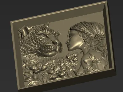 Leopard Head and A Girl A10 3D print model