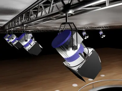 Car stage with lamps and ceiling 3D model