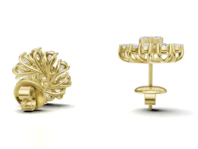 Marquise Cluster Diamond With Pear Diamond flower Stud 3D print model