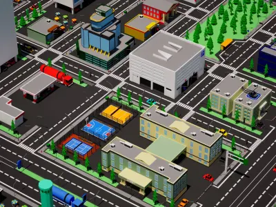 Low Poly City Low-poly 3D model