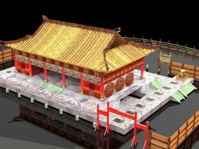 Chinese ancient house  3D model 37