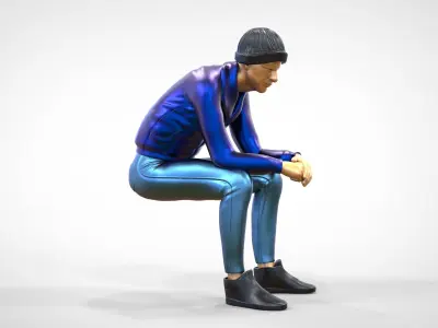 N3 Sitting man waiting 3D print model