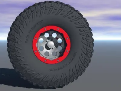 Micky Thompson Baja Claw TTC tire and bead lock wheel  Low-poly 3D model