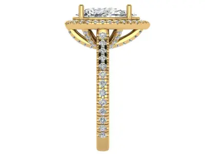 Pear shape halo Ring  all around Diamonds on bridge 3D print model