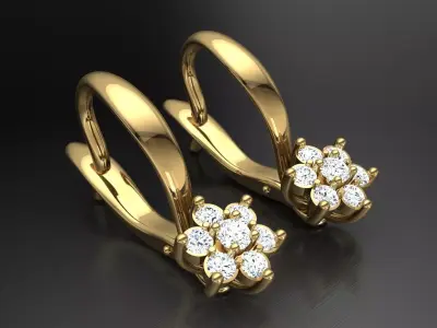 Earring E9 The luxury female earring with gems 3D print model