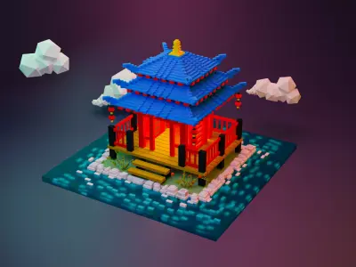 Ancient Chinese architecture - Courtyard building Free 3D model