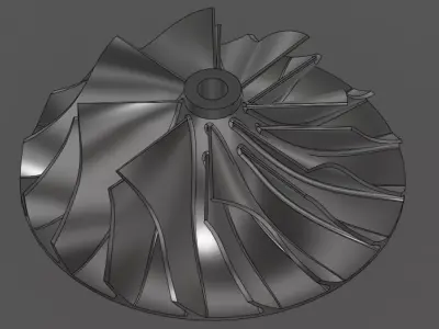 Turbocharger Impeller 100mm 3D Print  3D print model