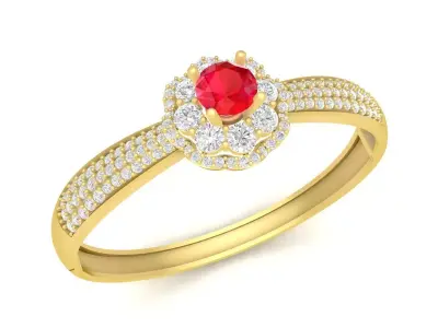 Luxury Halo Ring with Red Center Stone  3785 3D print model