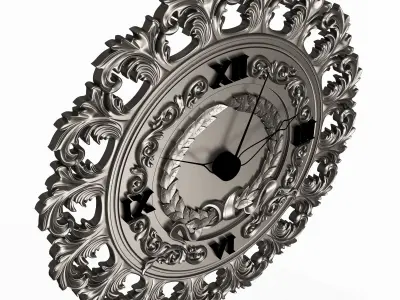 Classic Wall Clock 012 Chrome Low-poly 3D model