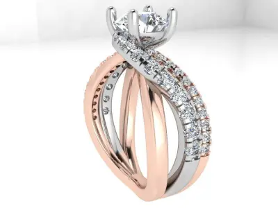 Round Diamond Twisted Ring 3716 3D print model
